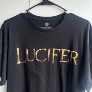 Lucifer TV show Warner Brothers T-shirt, size large, black shirt.